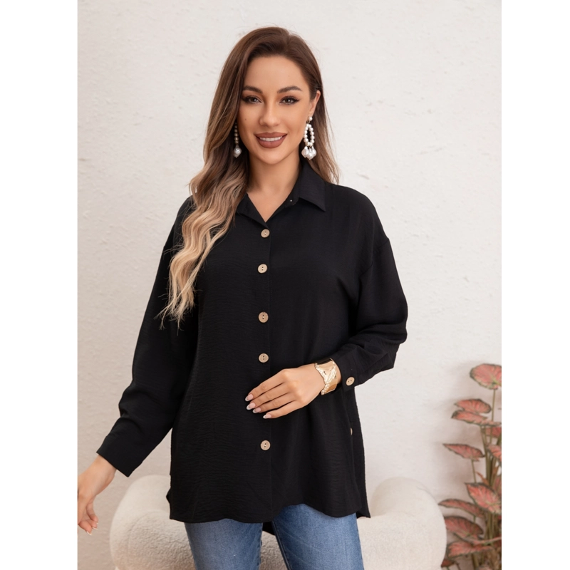 BLUSON MUJER LISO MANGA LARGA ALGODON BOTONES PRIMAVERA VERANO 0036 - 2