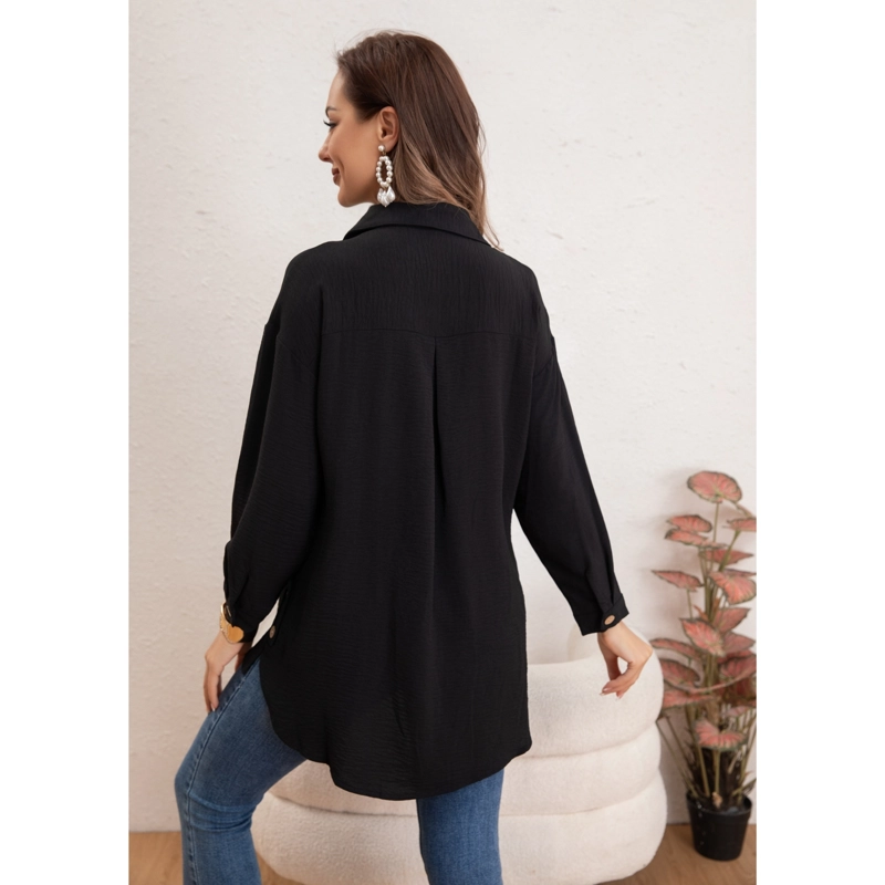 BLUSON MUJER LISO MANGA LARGA ALGODON BOTONES PRIMAVERA VERANO 0036 - 3