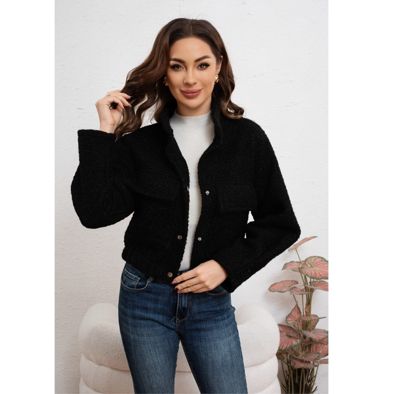 CHAQUETA MUJER TIPO TEDDY CORDERITO BROCHES BOLSILLO INVIERNO 6087 - 1