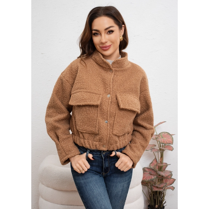 CHAQUETA MUJER TIPO TEDDY CORDERITO BROCHES BOLSILLO INVIERNO 6087 - 2