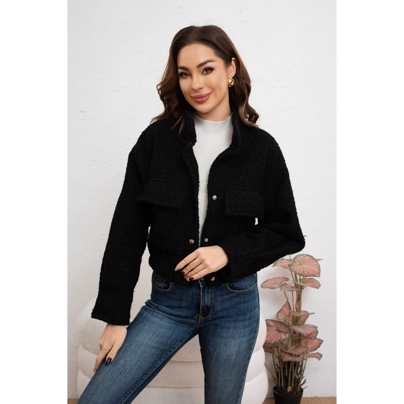 CHAQUETA MUJER TIPO TEDDY CORDERITO BROCHES BOLSILLO INVIERNO 6087 - 3