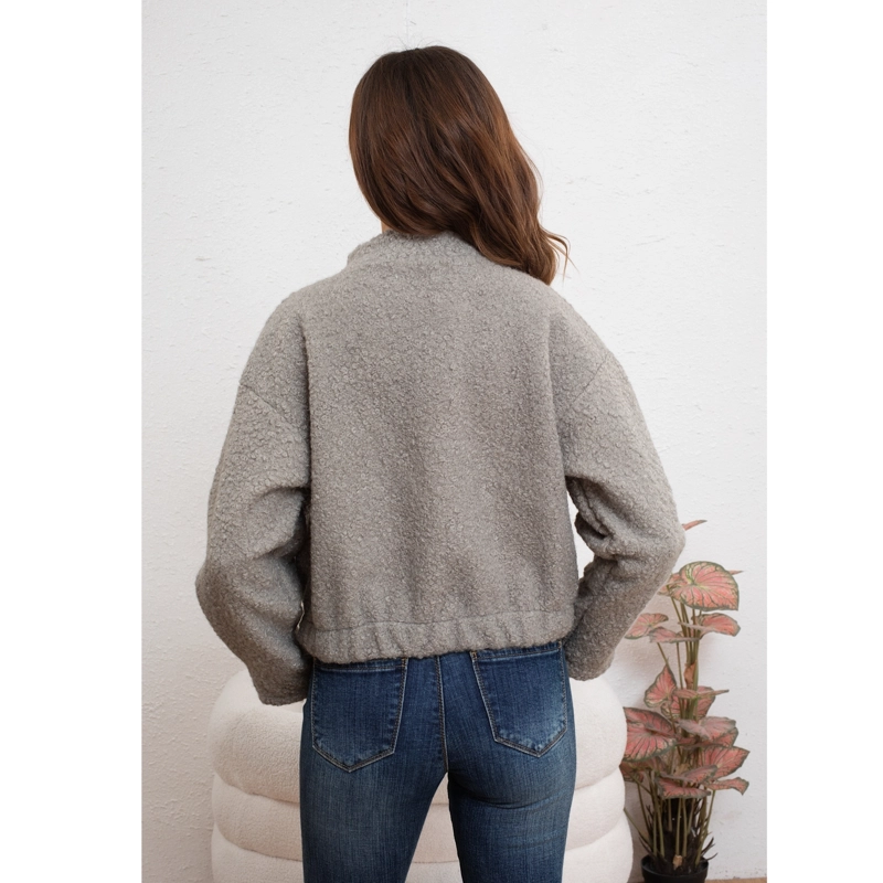 CHAQUETA MUJER TIPO TEDDY CORDERITO BROCHES BOLSILLO INVIERNO 6087 - 4