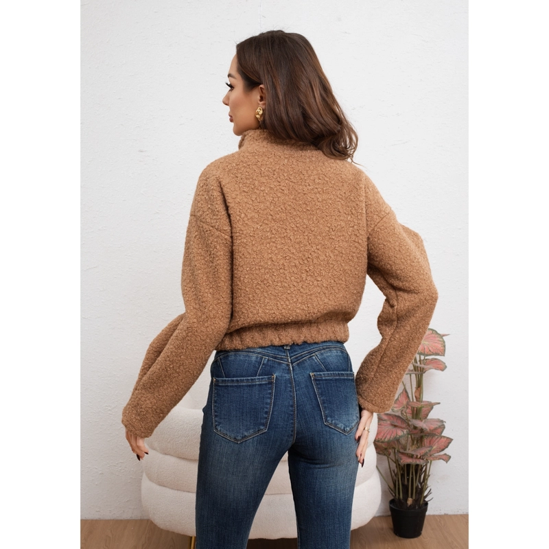 CHAQUETA MUJER TIPO TEDDY CORDERITO BROCHES BOLSILLO INVIERNO 6087 - 4
