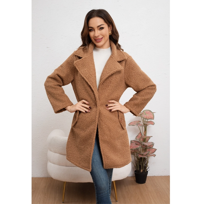 ABRIGO LARGO MUJER CHAQUETA TIPO CORDERITO INVIERNO TENDENCIA 6085 - 1