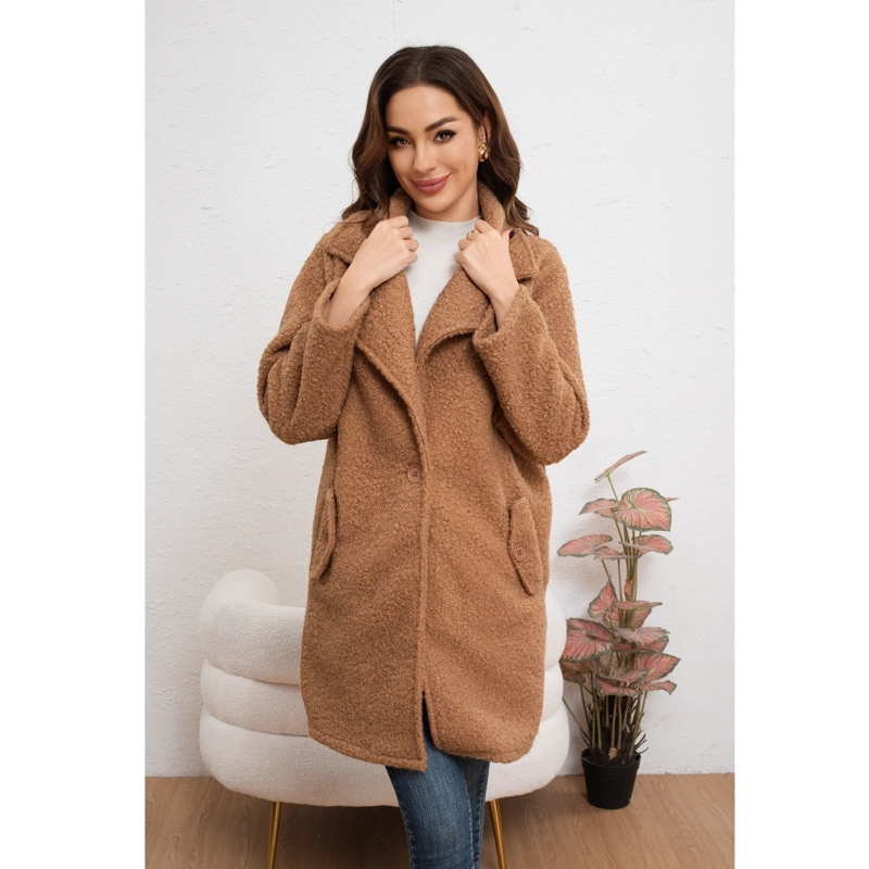ABRIGO LARGO MUJER CHAQUETA TIPO CORDERITO INVIERNO TENDENCIA 6085 - 2