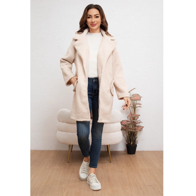 ABRIGO LARGO MUJER CHAQUETA TIPO CORDERITO INVIERNO TENDENCIA 6085 - 2