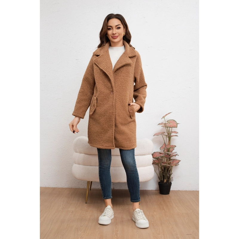 ABRIGO LARGO MUJER CHAQUETA TIPO CORDERITO INVIERNO TENDENCIA 6085 - 3