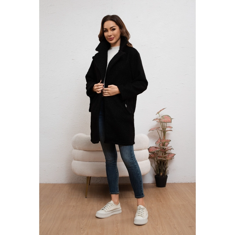 ABRIGO LARGO MUJER CHAQUETA TIPO CORDERITO INVIERNO TENDENCIA 6085 - 3