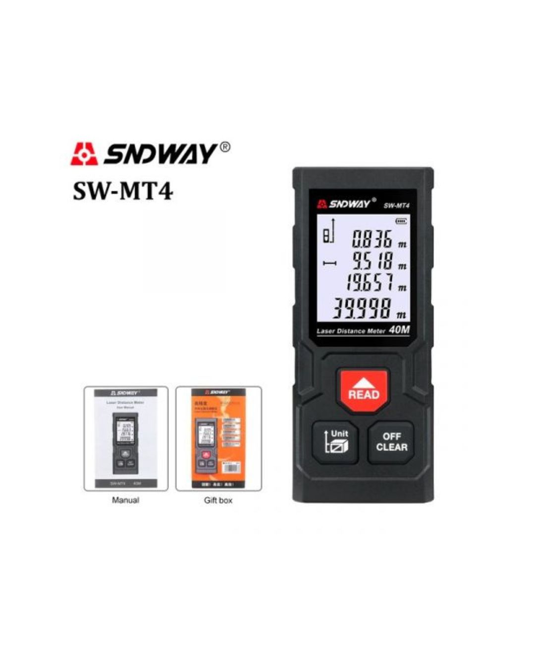 MEDIDOR LÁSER SNDWAY SW MT4 PRECISIÓN Y ALCANCE 40 M ROJO - 2