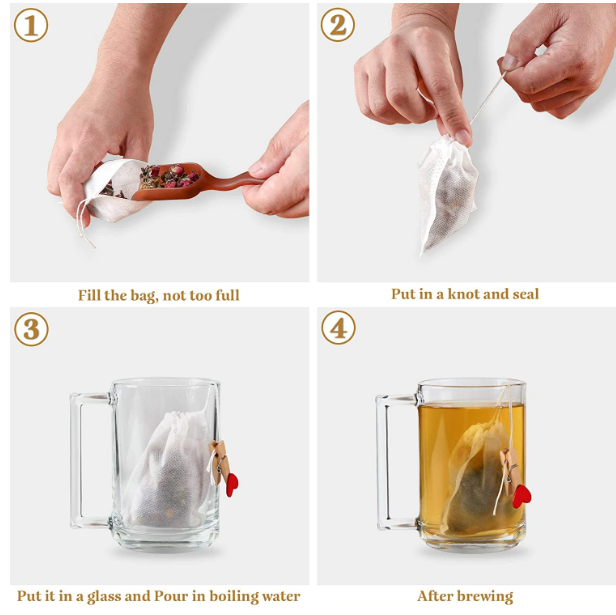 100 BOLSITAS DE TÉ, INFUSIÓN, CAFÉ, ECOLÓGICO, 5,5*7 CMS - 6