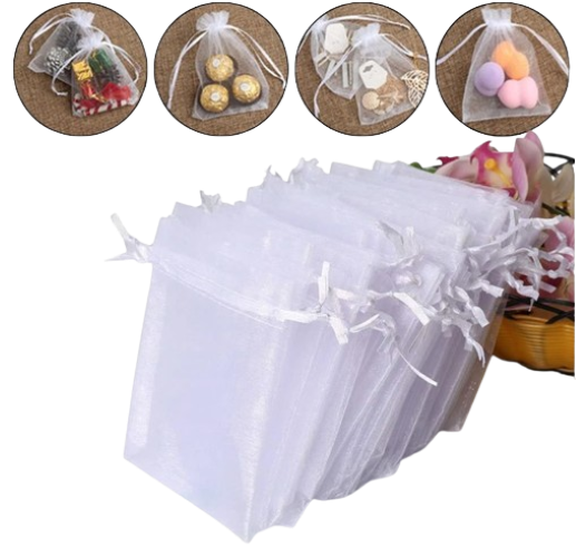 25 BOLSAS DE ORGANZA GRANDES 15 X 20 CMS. BLANCAS - 1