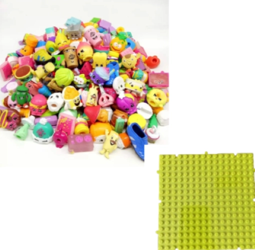 15 FIGURAS SHOPKINS. SEASON 1-7. NO REPETIDAS + BASE PLACA 16 PUNTOS COMPATIBLE CON LEGO - 1