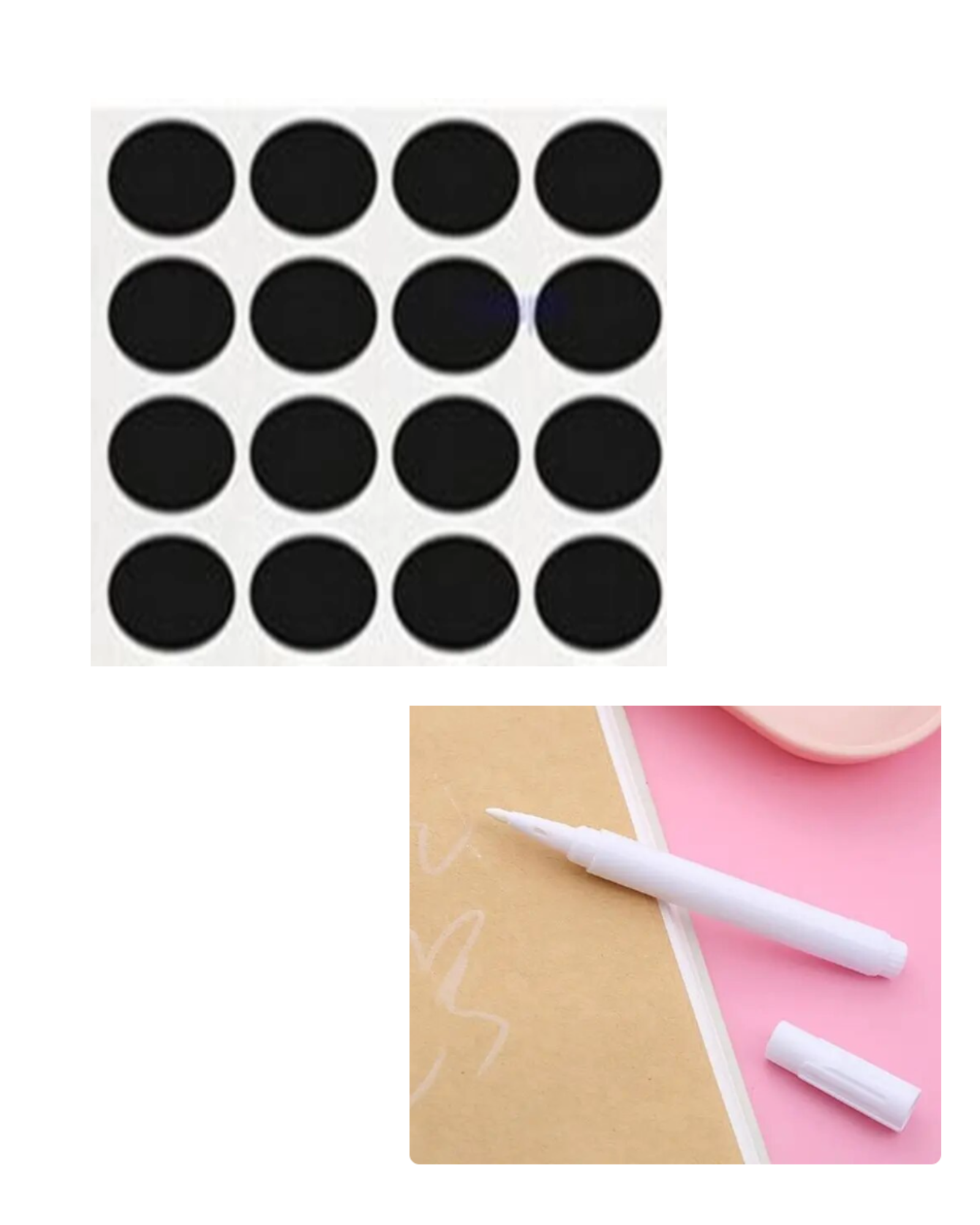 160 ETIQUETAS PIZARRA ADHESIVAS 3,7 * 3,7 CMS + LÁPIZ TIZA - 1