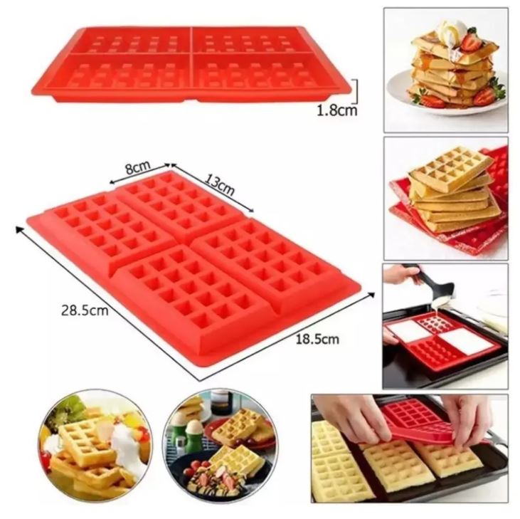 MOLDES DE SILICONA RECTANGULAR PARA WAFFLES GOFRES - 2