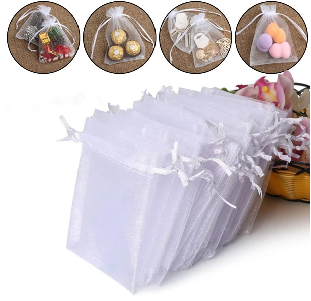 50 BOLSAS DE ORGANZA 11 X 16 CMS. BLANCAS - 1