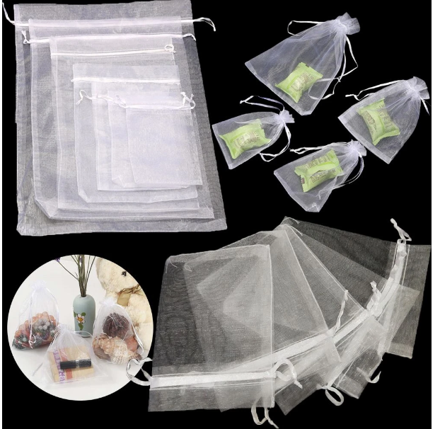 50 BOLSAS DE ORGANZA 11 X 16 CMS. BLANCAS - 5