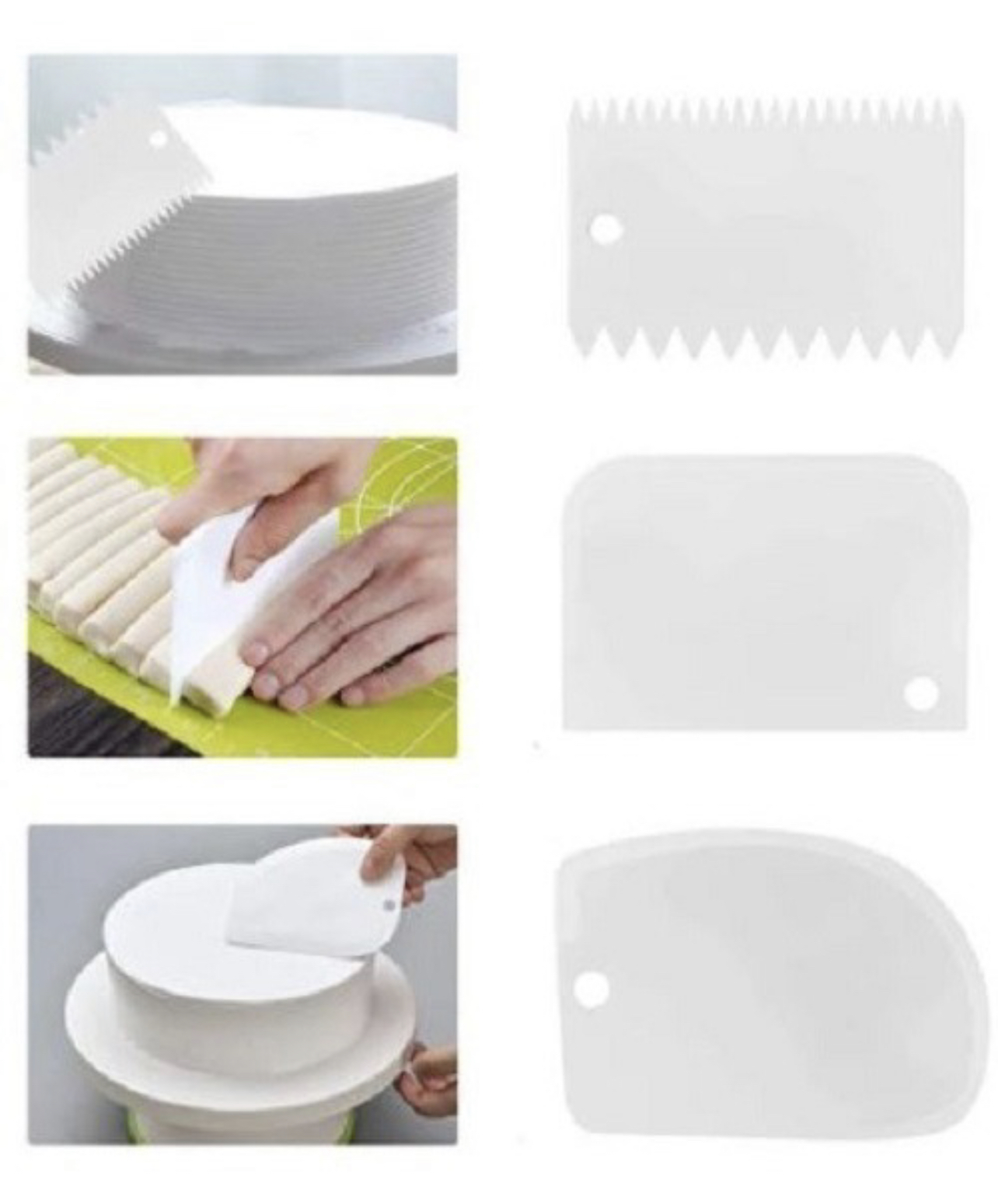 3 ESPÁTULAS PLÁSTICAS, RASPAR CREMA, MANTEQUILLA, PASTEL, MASA, TORTA - 3