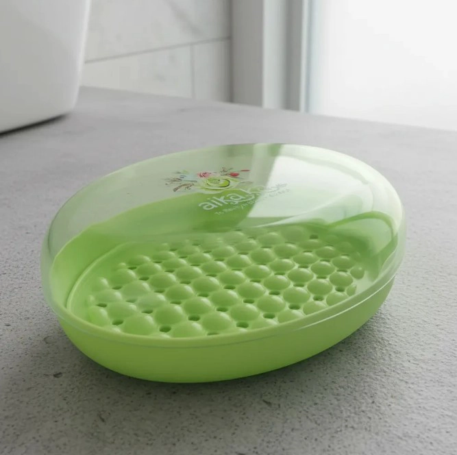 2 JABONERA PORTA JABON PARA BAÑO Y PORTATIL 3 PIEZAS, VERDE Y MORADA - 2