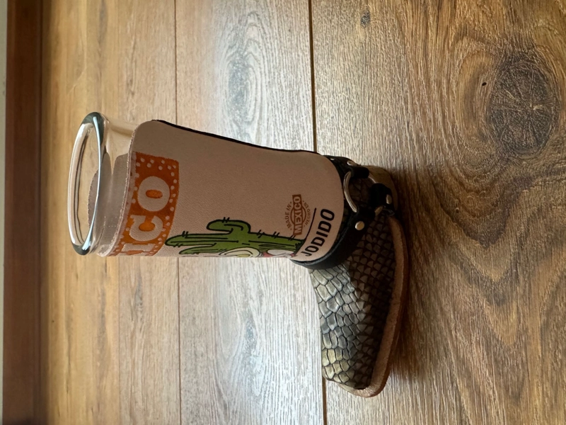 VASO SHOT TEQUILERO CON BOTA FORRO CUERO ORIGINAL MEXICANO A - 4