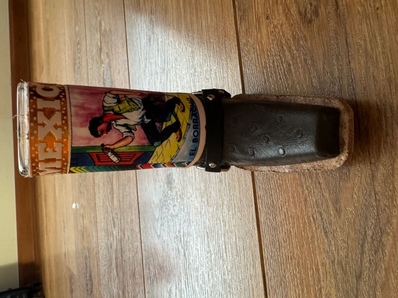 VASO SHOT TEQUILERO CON BOTA FORRO CUERO ORIGINAL MEXICANO E - 1
