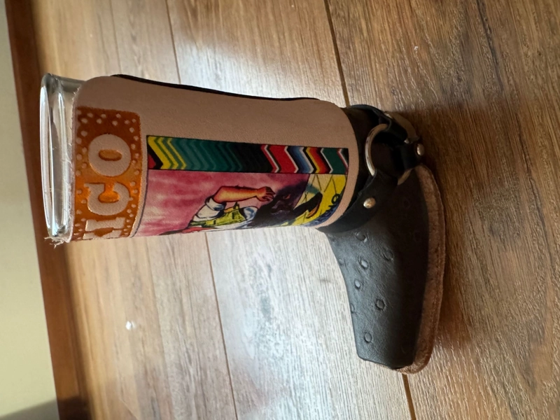 VASO SHOT TEQUILERO CON BOTA FORRO CUERO ORIGINAL MEXICANO E - 3