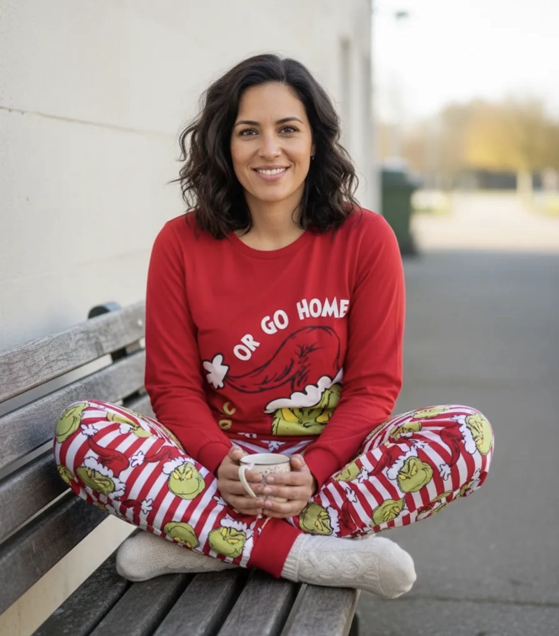 PIJAMA EL GRINCH NAVIDAD CONJUNTO POLERA Y PANTALON TALLA S (1 USO) - 1