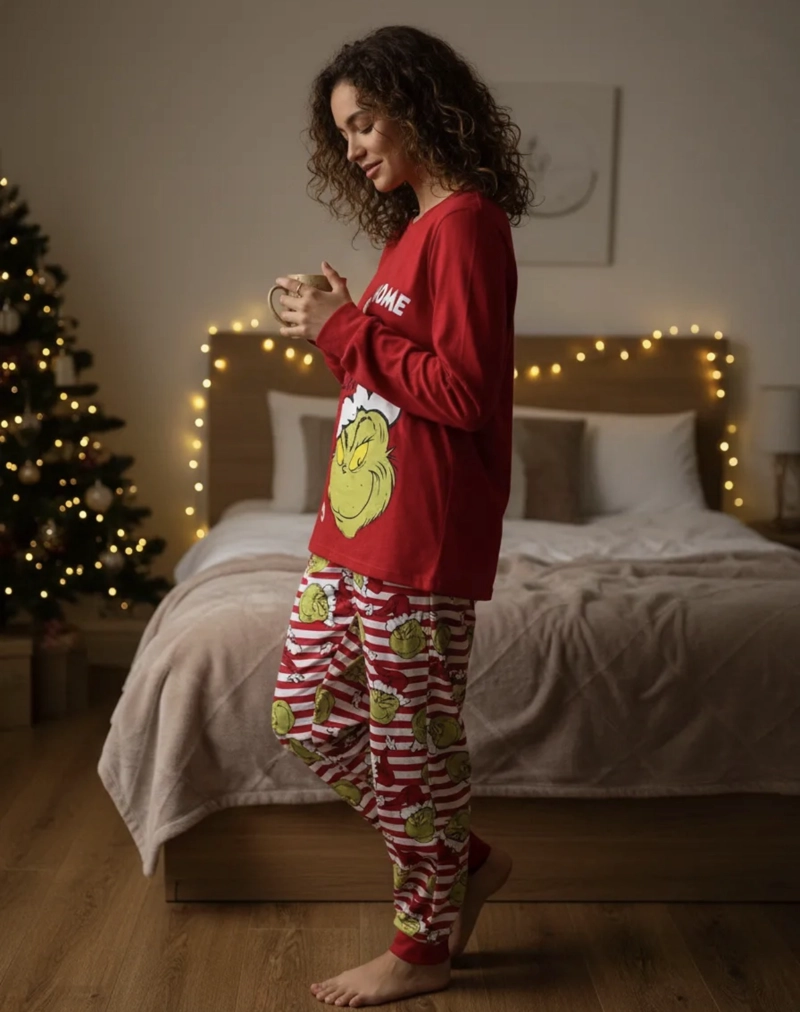PIJAMA EL GRINCH NAVIDAD CONJUNTO POLERA Y PANTALON TALLA S (1 USO) - 3
