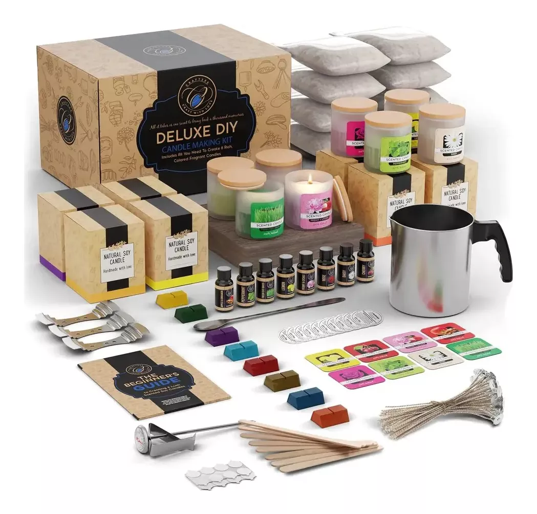 KIT DE FABRICACIÓN DE VELAS DIY (CERA SOYA + AROMAS ) - 1