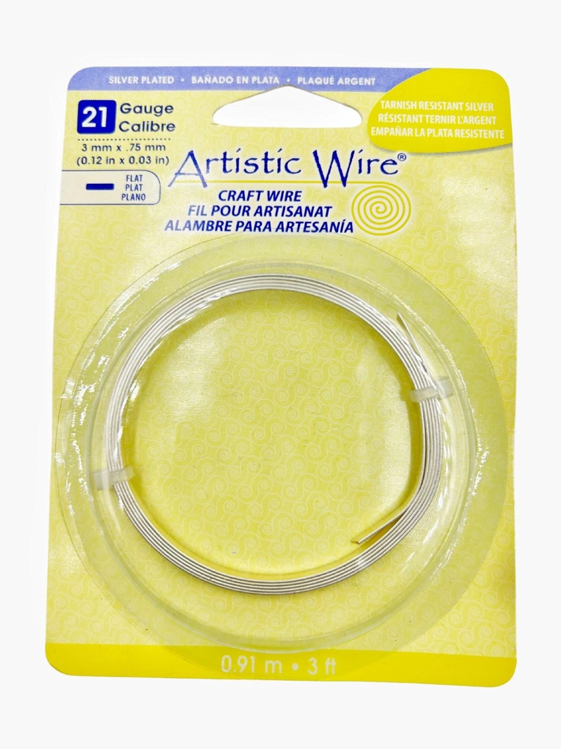 ALAMBRE PARA BISUTERIA PLANO CALIBRE 21 ARTISTIC WIRE TAMAÑO TALLA UNICA PLATEADO - 1