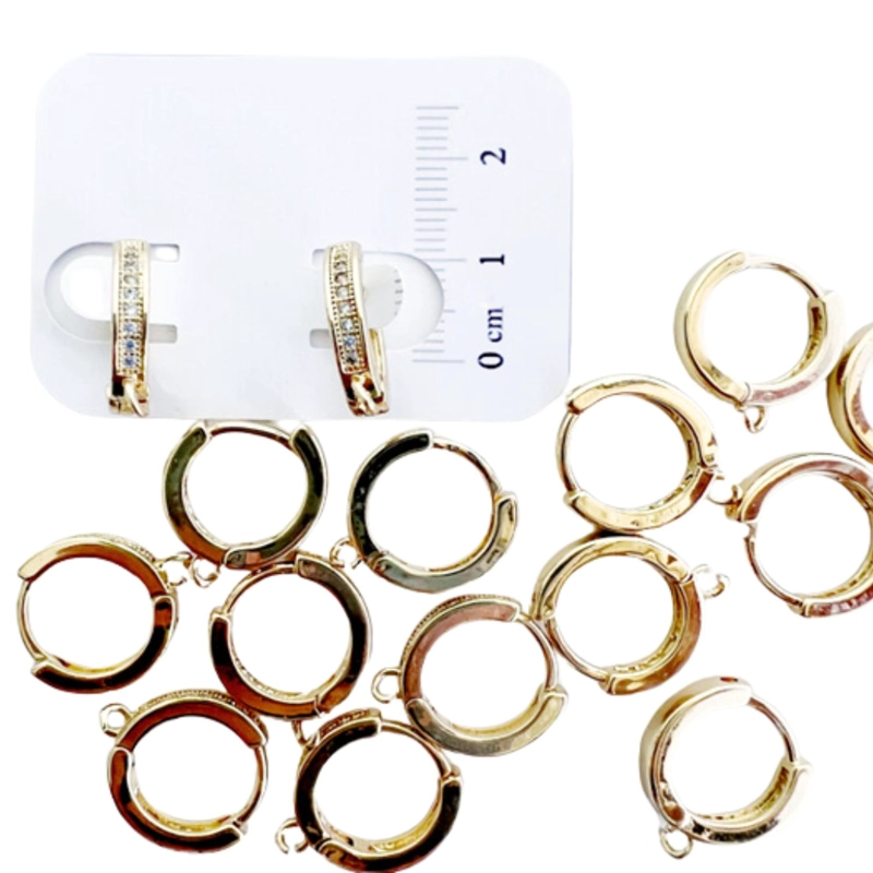SET DE 6 PARES DE BASES DE AROS CON BAÑO DE ORO MODELOS 1 TAMAÑO TALLA UNICA HUGZIR2 - 1