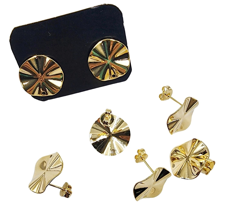 SET DE 6 PARES DE BASES DE AROS CON BAÑO DE ORO MODELOS 1 TAMAÑO TALLA UNICA AC60771 - 1
