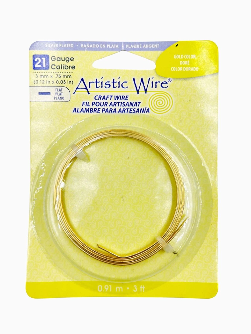 ALAMBRE PARA BISUTERIA PLANO CALIBRE 21 ARTISTIC WIRE TAMAÑO TALLA UNICA DORADO - 1