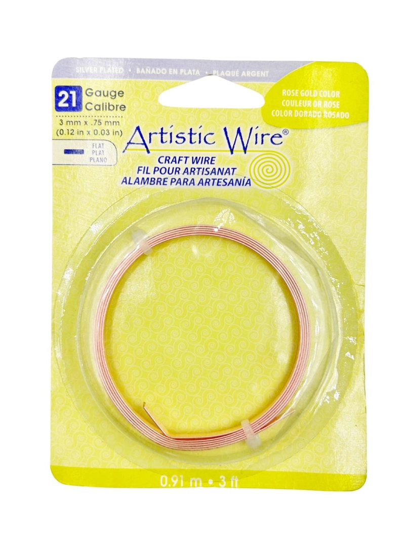 ALAMBRE PARA BISUTERIA PLANO CALIBRE 21 ARTISTIC WIRE TAMAÑO TALLA UNICA ORO ROSADO - 1