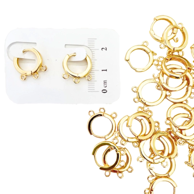 SET DE 6 PARES DE BASES DE AROS CON BAÑO DE ORO MODELOS 1 TAMAÑO TALLA UNICA HUG324K - 1