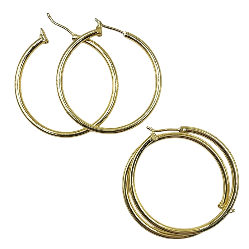 SET X6 PARES DE BASES DE AROS CON BAÑO DE ORO MODELO 8 HOOP5 - 1