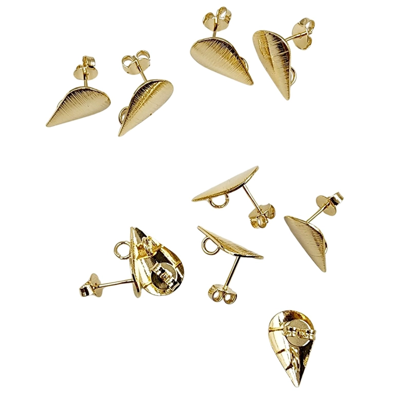 SET DE 6 PARES DE BASES DE AROS CON BAÑO DE ORO MODELOS 4 TAMAÑO TALLA UNICA AC10344 - 1