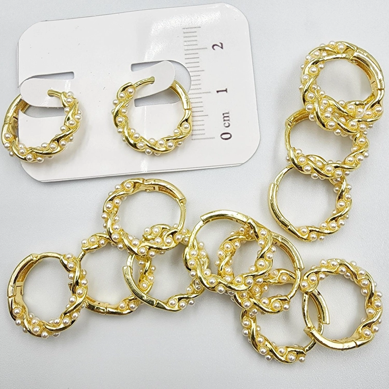 SET X6 PARES DE BASES DE AROS CON BAÑO DE ORO MODELO 8 HUGPERLA - 1