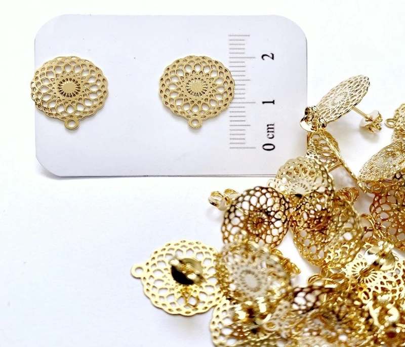 SET X6 PARES DE BASES DE AROS CON BAÑO DE ORO MODELO 4 AC8021 - 1