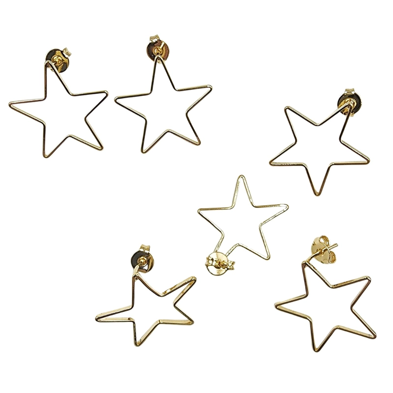 SET X6 PARES DE BASES DE AROS CON BAÑO DE ORO MODELO 4 AC1457 - 1