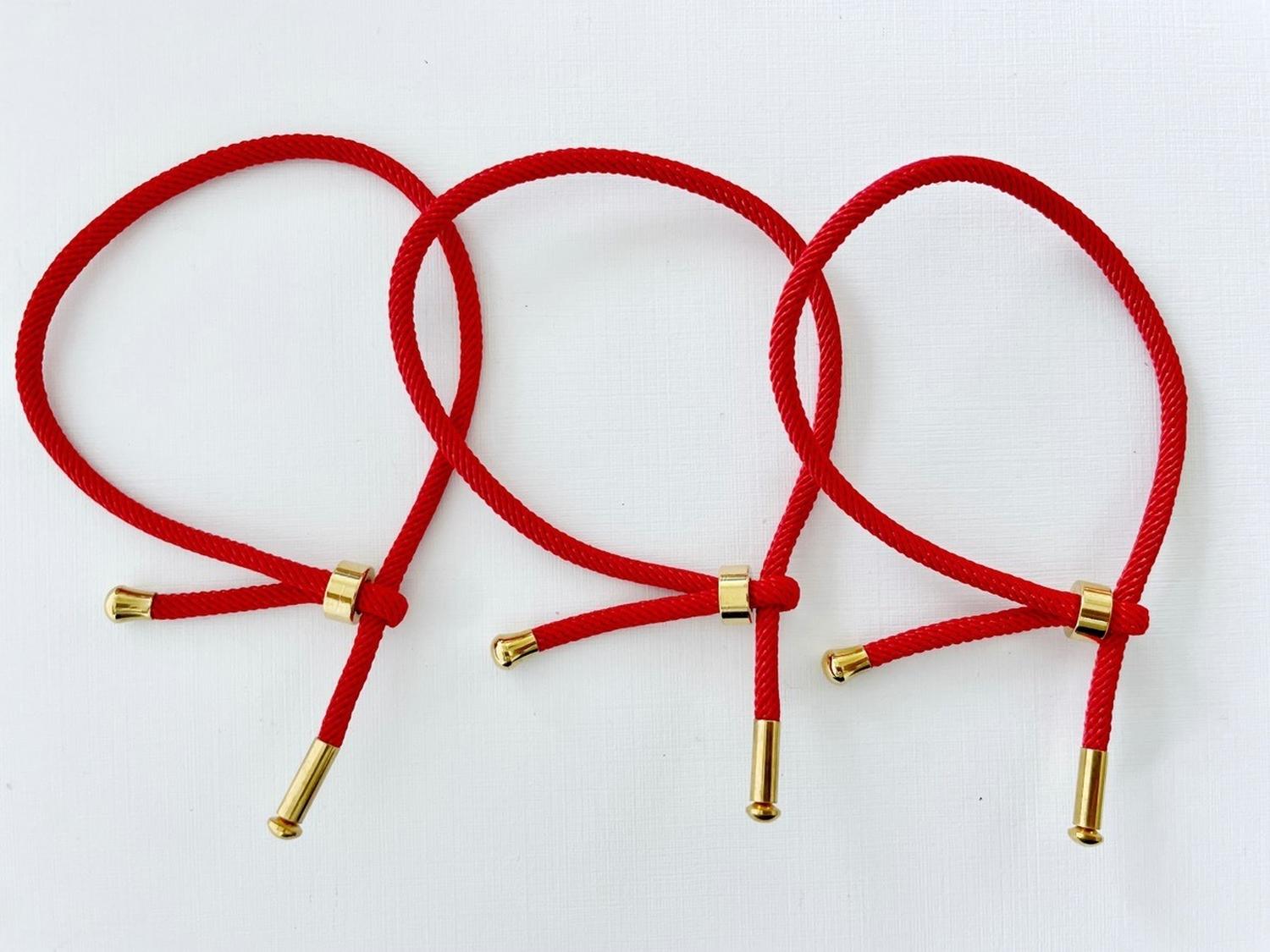 SET X3 PULSERAS CERRADAS DE CORDÓN ROJO - 1