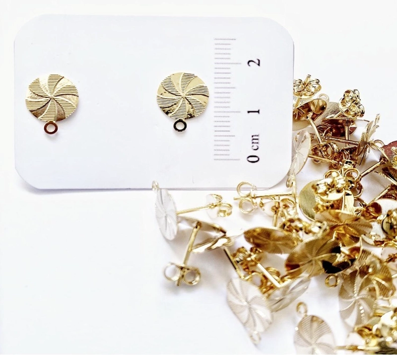 SET DE 12 PARES DE BASES DE AROS CON BAÑO DE ORO MODELOS 4 TAMAÑO TALLA UNICA AC9139 - 1