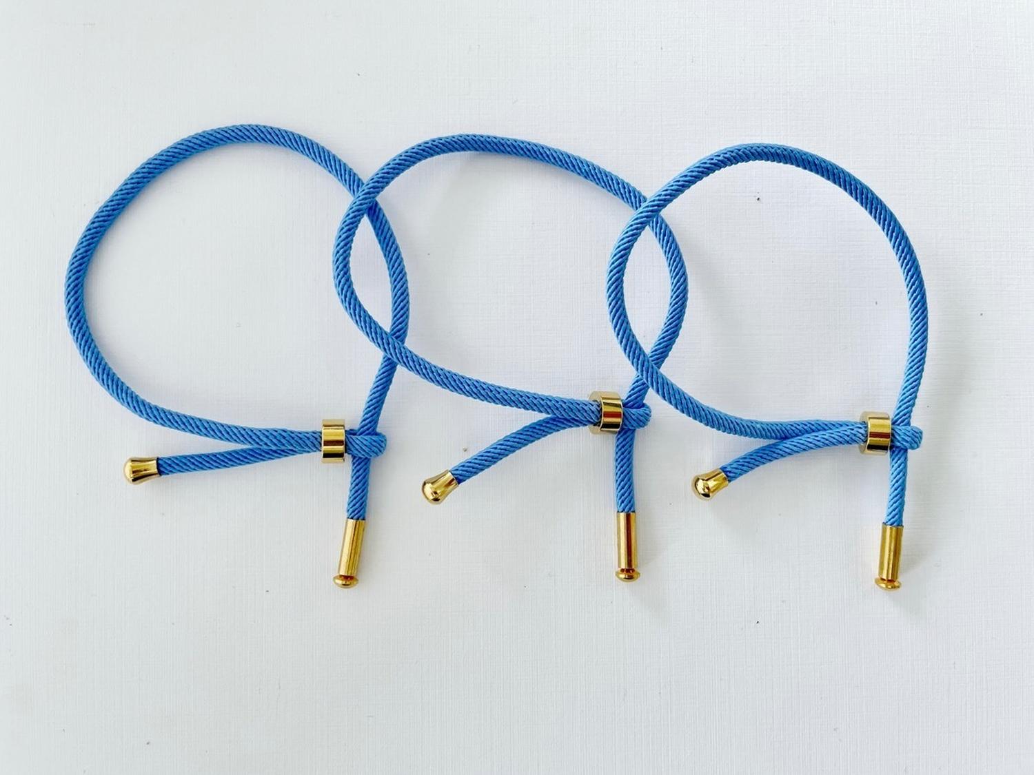 SET X3 PULSERAS CERRADAS DE CORDÓN AZUL - 1