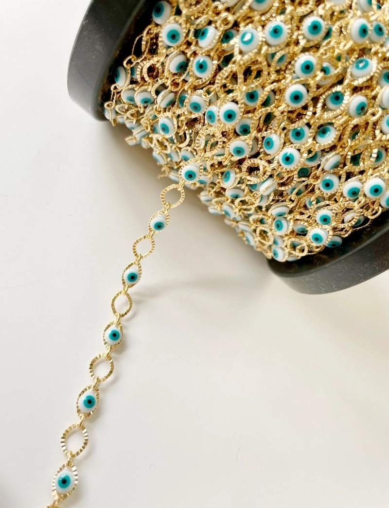 CADENAS DE OJOS TURCOS CON BAÑO DE ORO TAMAÑO TALLA UNICA AC12041 - 1