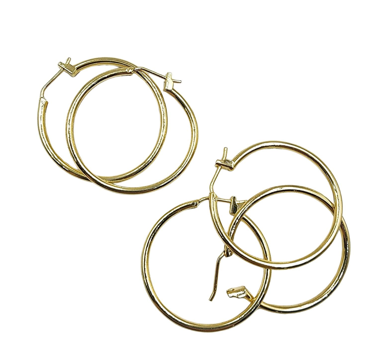 SET X6 PARES DE BASES DE AROS CON BAÑO DE ORO MODELO 2 HOOP01 - 1