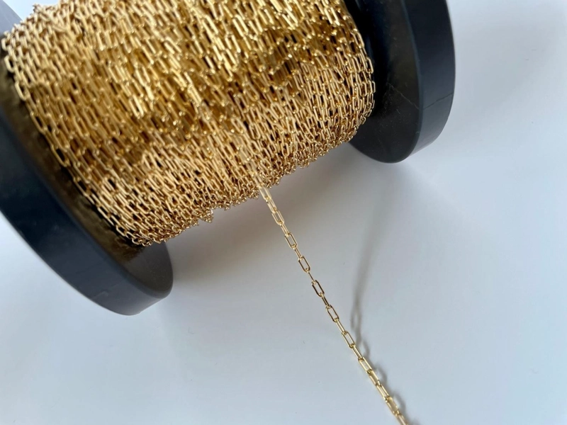 CADENA DE ESLABONES CUADRADOS CON BAÑO DE ORO 18K AC8880 - 1