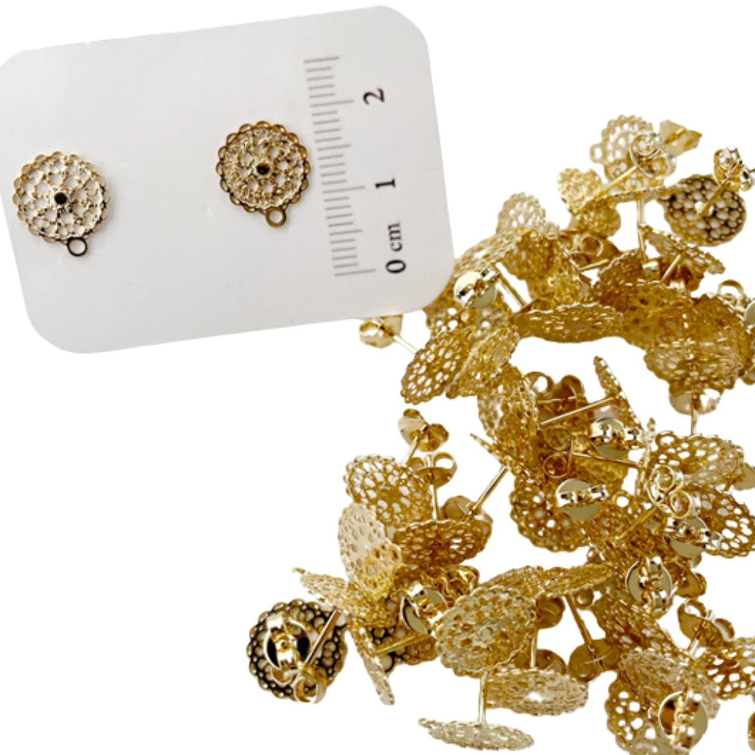 SET X12 PARES DE BASES DE AROS CON BAÑO DE ORO MODELO 4 AC8002 - 1