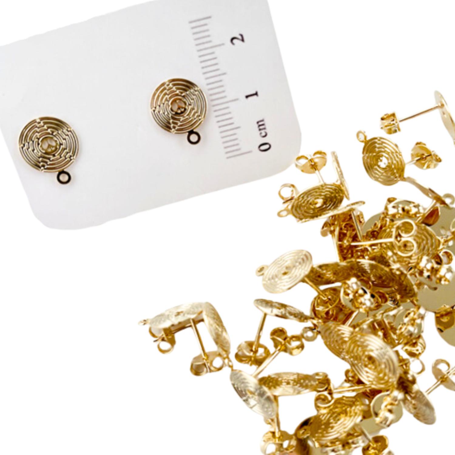 SET X12 PARES DE BASES DE AROS CON BAÑO DE ORO MODELO 4 AC9114 - 1