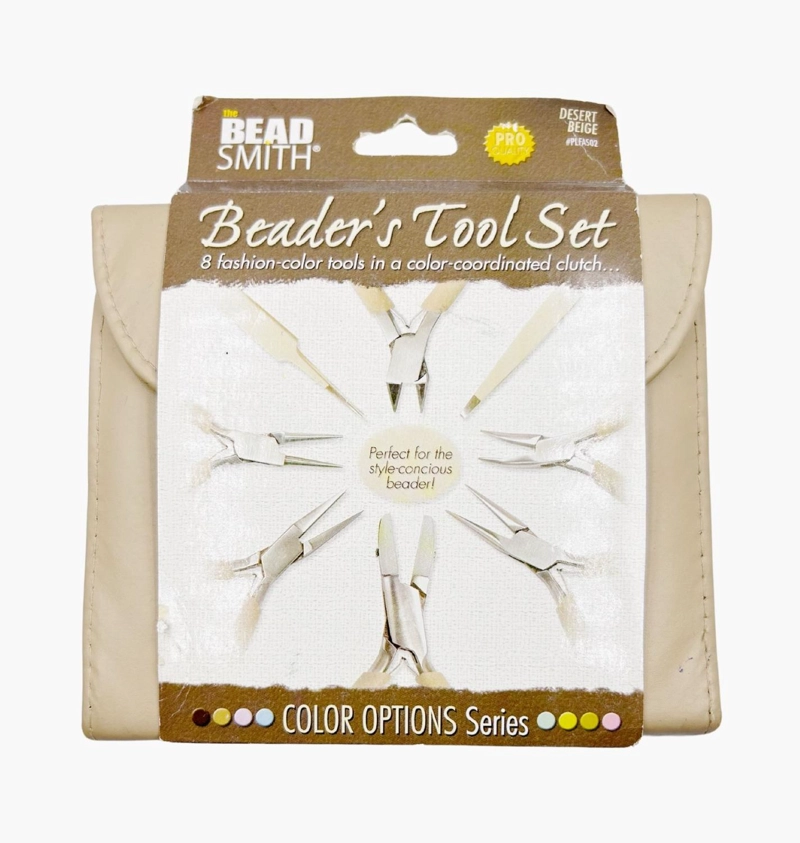 ESTUCHE DE HERRAMIENTAS PARA BISUTERIA DE CUERO BEADSMITH BEIGE - 1