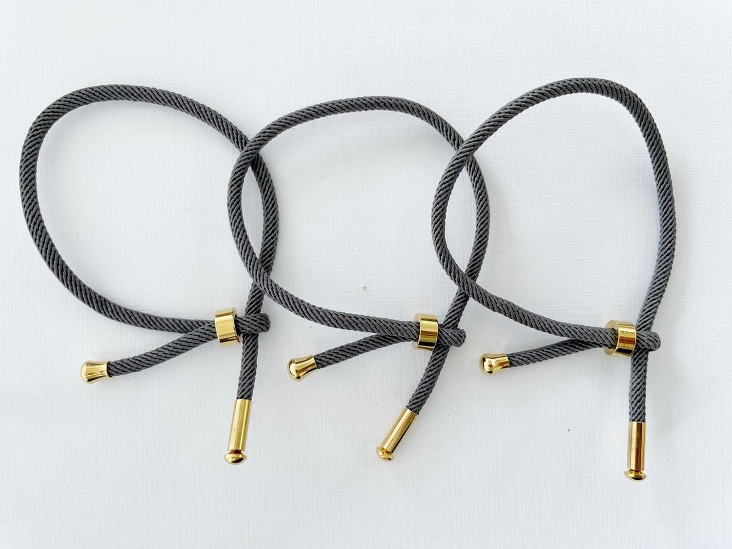 SET X3 PULSERAS CERRADAS DE CORDÓN GRIS OSCURO - 1