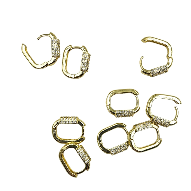 SET DE 6 PARES DE BASES DE AROS CON BAÑO DE ORO MODELOS 3 TAMAÑO TALLA UNICA HOOP6 - 1